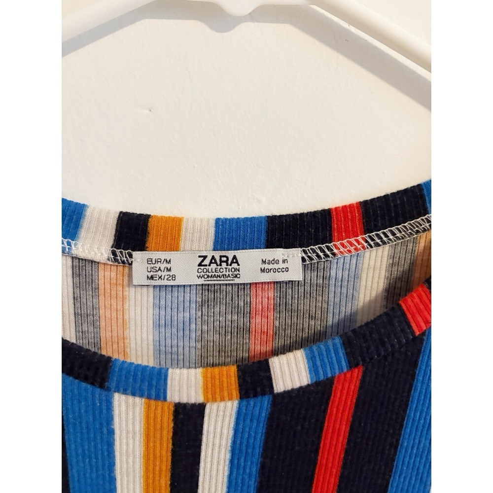 Zara Striped Cinched Long Sleeve Dress Size US Medium - Picture 3 of 3